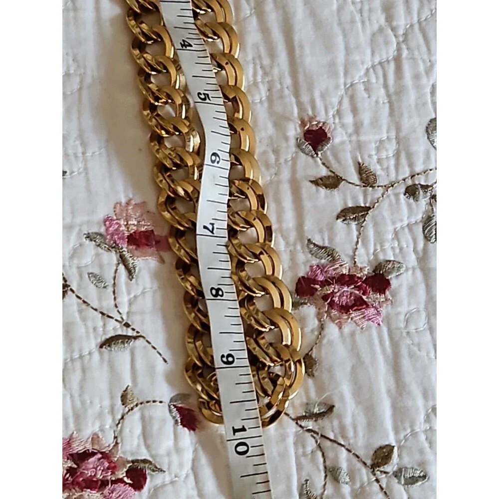 Vintage Monet Gold Tone Double Curb Link Chain Adjustable Hook Necklace 21
